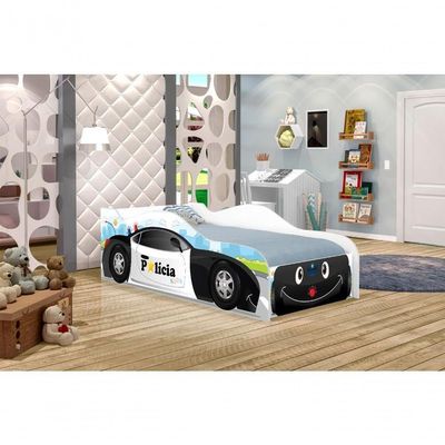Cama Carro Polícia Baby Kids Infantil Com Colchão