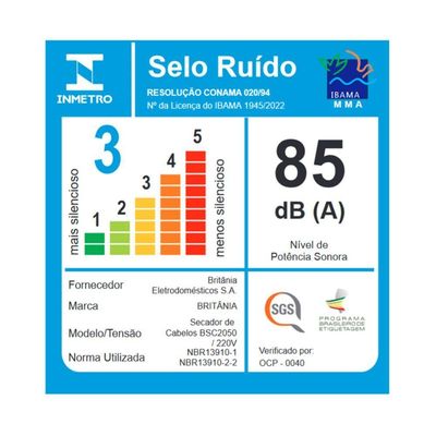 Secador De Cabelos Britânia  Motor Profissional 2000W 220V
