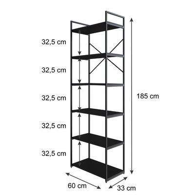 Estante Alta C/06 Prateleiras 185x60x33cm Yon Preto Tx/est.preta Preto Tx/est.preta