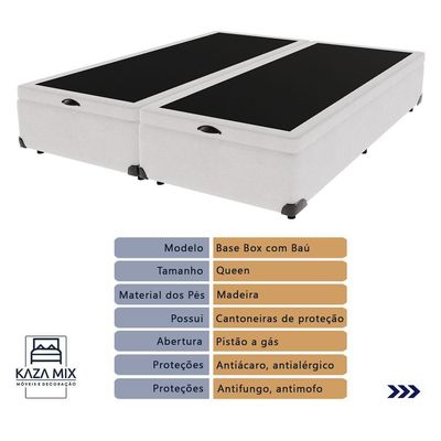 Cama+ Box Com Bau Ortobom Colchão Queen Com Molas Ensacadas Branco