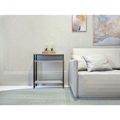 Aparador Mesinha Mesa De Apoio Mesa De Impressora Escritório Sala Refeitório Preto Com Cinza