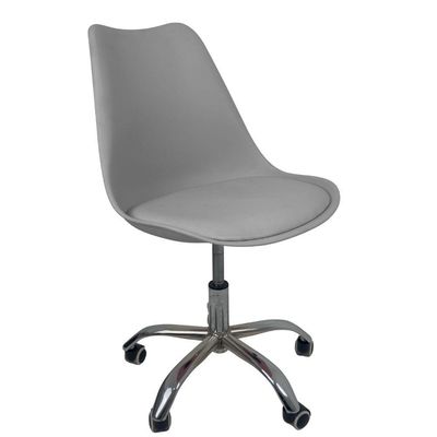 Kit 8 Cadeiras Office Base Cromada Com Rodizio Giratória Saarinen Cinza
