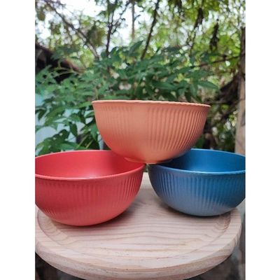 Bowl Bambu Plástico Stripes Lyor 500ml Tigela 15x7cm Colorida Saladas Petiscos