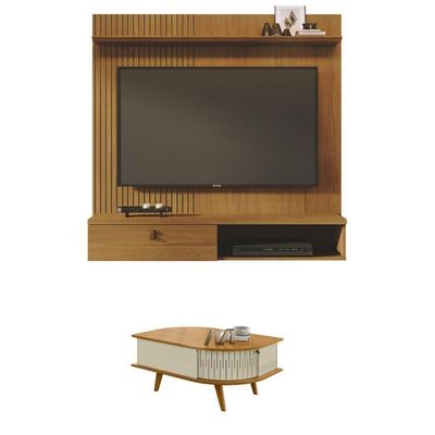 Conjunto Turim C- Buffet Verona C- Cristaleira Nina C- Mesa De Centro Cumaru-opala