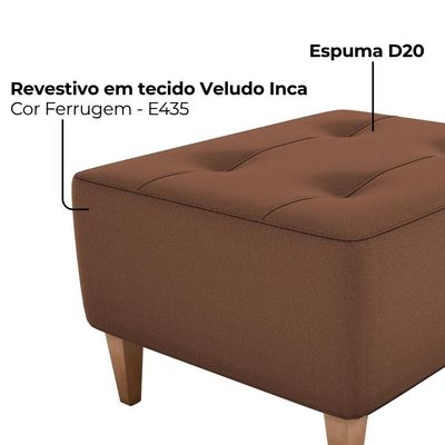 Puff Decorativa Para Sala Piva 62x52 Cm Veludo Inca Milani Store Ferrugem