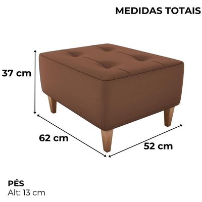 Puff Decorativa Para Sala Piva 62x52 Cm Veludo Inca Milani Store Ferrugem