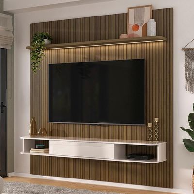 Painel Suspenso Tv 75 Pol 183 Cm 4585 Arly Pinho Ripado Off White