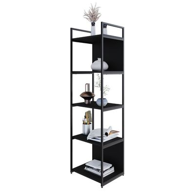 Estante C/05 Prateleiras 152x45x33cm C/fundo Yon Preto Tx/est.preta Preto Tx/est.preta