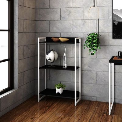 Estante Dynamica 60x30x104cm C/03 Prateleiras Preto ônix / Est.branca Preto ônix / Est.branca