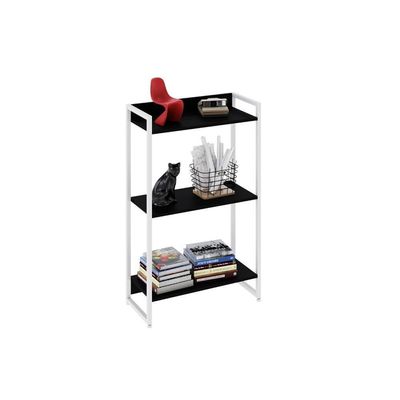 Estante Dynamica 60x30x104cm C/03 Prateleiras Preto ônix / Est.branca Preto ônix / Est.branca