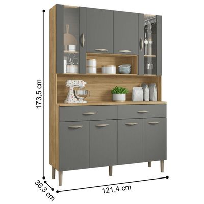 Kit Cozinha 8 Portas E Gavetas Savona Freijó / Gris