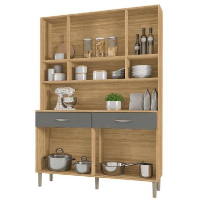 Kit Cozinha 8 Portas E Gavetas Savona Freijó / Gris