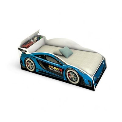 Cama Solteiro Carro Com Baú Azul