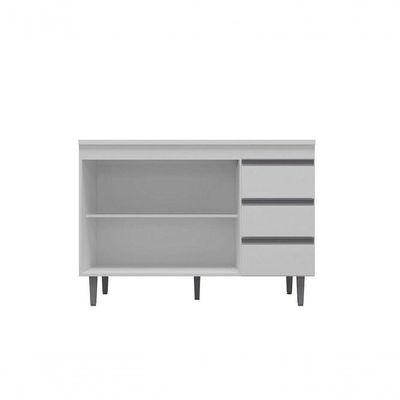 Balcão De Cozinha Para Pia Tatiane 100cm 3 Portas 1 Gaveta Sem Tampo Amêndoa/Branco