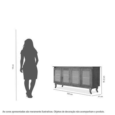 Buffet Aparador Tela 4p Madeira Deltran Imbuia - Atraente