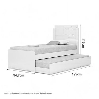 Cama Bibox Solteiro Com Aplique Luiza Branca E Rosa