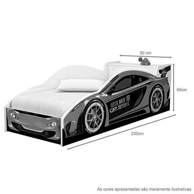 Cama Solteiro Carro De Corrida Branco Vitamov
