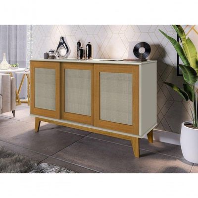 Buffet Detroit 3 Portas Off-white - Madeira - Tebarrot