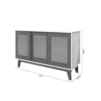 Buffet Detroit 3 Portas Off-white - Madeira - Tebarrot