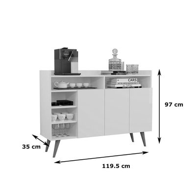 Buffet Aparador 3 Portas Nichos Retro Elba Black