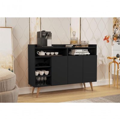Buffet Aparador 3 Portas Nichos Retro Elba Black