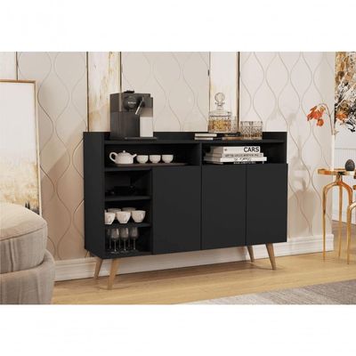 Buffet Aparador 3 Portas Nichos Retro Elba Black