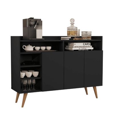Buffet Aparador 3 Portas Nichos Retro Elba Black