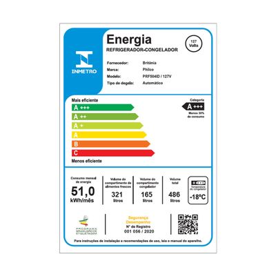 Geladeira 486L Philco Inverter Side by Side Inox PRF504ID 220V