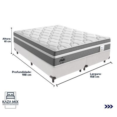 Cama Box Queen E Colchão Molas Ensacadas Berlim Probel - Branco