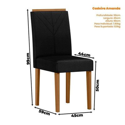 Mesa De Jantar 100x100cm Ambiente Isabela Com Vidro Ype Off White E 4 Cadeiras Amanda Ype Veludo Preto – New Ceval