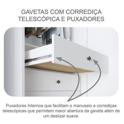 Guarda Roupa Casal Ambiente Palazzo 3 Portas 6 Gavetas Neve – Novo Horizonte