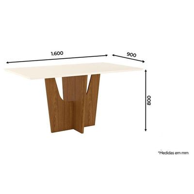 Mesa De Jantar Danielly 160 Cm Tampo Reto Nature Off White – Henn