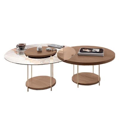 Estante Home Theater Titan Off White Castanho E Kit Mesa De Centro Sky Castanho - Hb Móveis