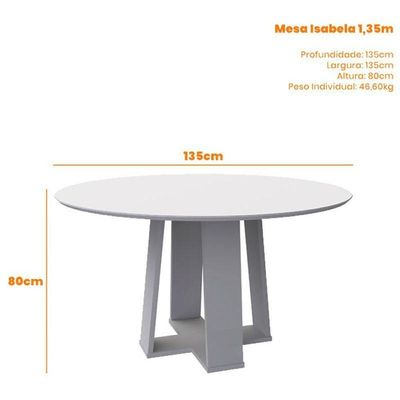 Mesa De Jantar Isabela 135x135 Cm Com Vidro Off White – New Ceval