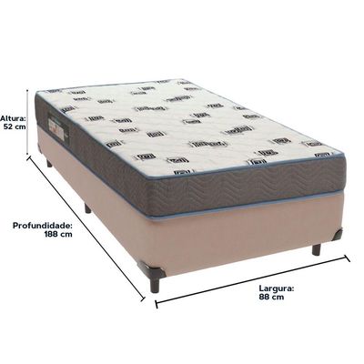 Cama Box Bege E Colchão Light Espuma D33 Solteiro Ortobom