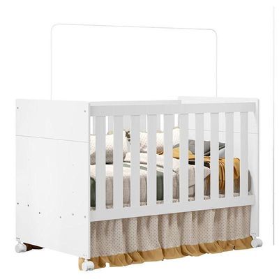 Quarto De Bebê New Katatau Branco Acetinado Com Colchão Ortobom ? Reller