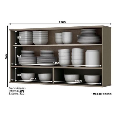 Armário Aéreo Connect 1 Porta Basculante De Vidro 120 Cm Duna – Henn