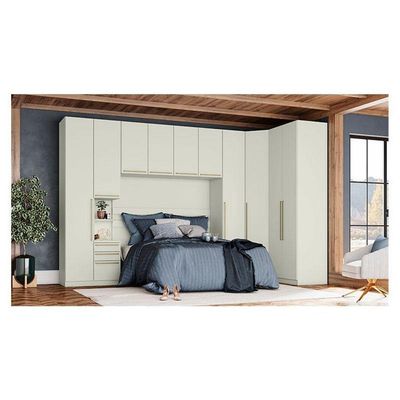 Quarto Modulado Casal Ambiente 3 New Predileto 6 Peças Areia - Henn