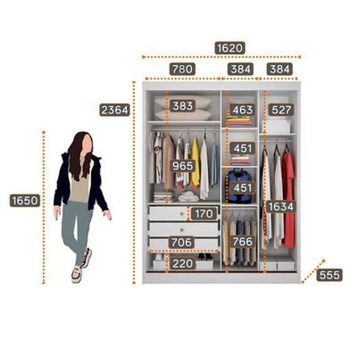 Guarda Roupa Solteiro Dante 2 Portas Neve Com Espelho – Novo Horizonte
