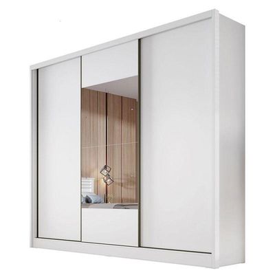 Guarda Roupa Casal Medelim 3 Portas 6 Gavetas Neve Com Espelho – Novo Horizonte