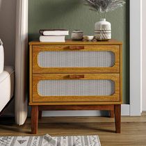 Mesa De Cabeceira Retrô Classica 60 Cm Com Tela Indiana Santorini Nature
