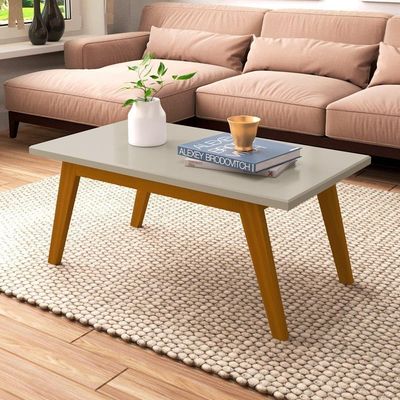 Mesa De Centro Com Pés Em Madeira Prism Off White - Patrimar