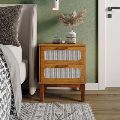 Mesa De Cabeceira Santorini 2 Gavetas 45 Cm Nature