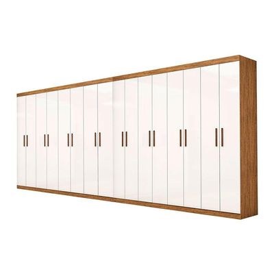 Closet Casal Duplo Rubi Premium 16 Portas 8 Gavetas Cinamomo Branco