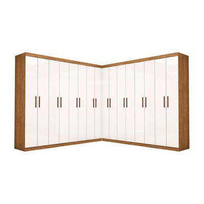 Closet Casal Duplo Rubi Premium 16 Portas 8 Gavetas Cinamomo Branco