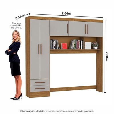 Guarda Roupa Modulado Paris 5 Portas 2 Gavetas Freijó