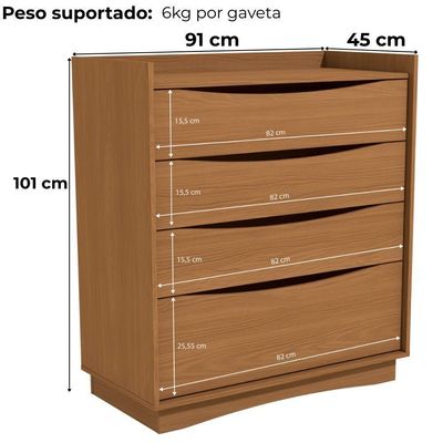 Comoda 4 Gavetas 91 Cm M260 Kappesberg Canela