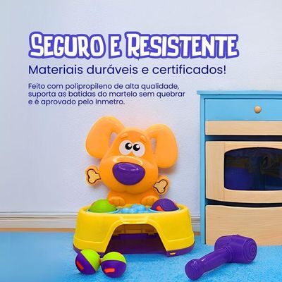 Brinquedo Bate Dog Com 2 Bolinhas E Martelo Para Aprimorar A Coordenação Motora