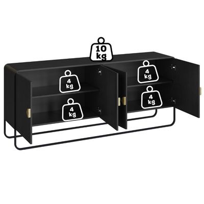 Buffet Aparador Organico 4 Portas 180 Cm 28075 Artesano Nero Preto