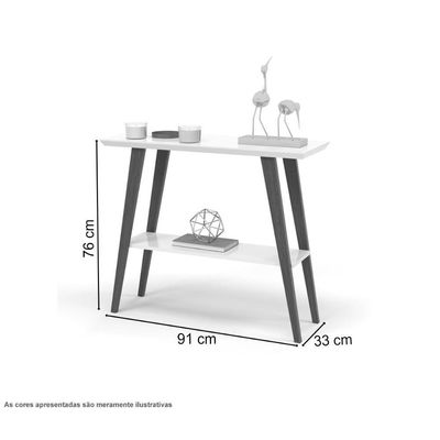Aparador Davi 90x30 Tampo Mdf 30mm Pé Em Madeira Branco/amadeirado